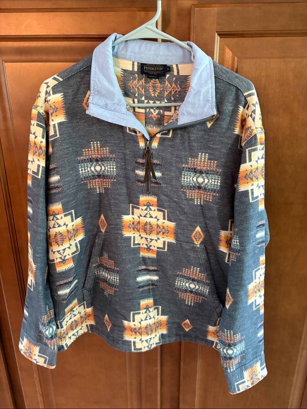 Pendleton Southwestern Pullover in Gray, Yellow & Cream